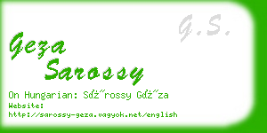 geza sarossy business card